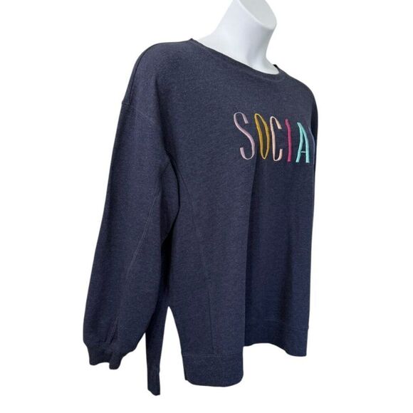 Wildfox Sweatshirt Royal Blue with Rainbow SOCIAL Message Size XL - Picture 3 of 8